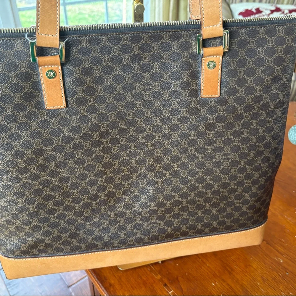 Celine Macadam Coated Monogram Tote COA included.